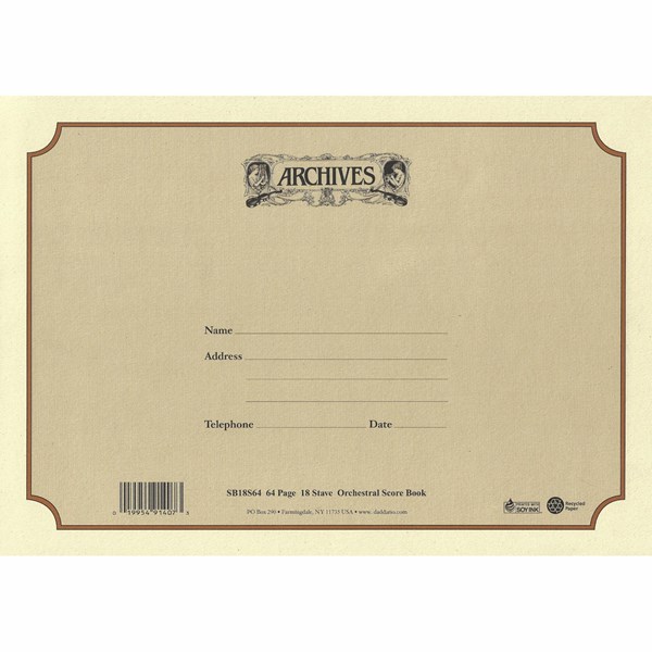 64 page 6 stave music notebook, stitched